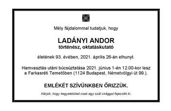 Elhunyt Ladányi Andor történész, oktatáskutató